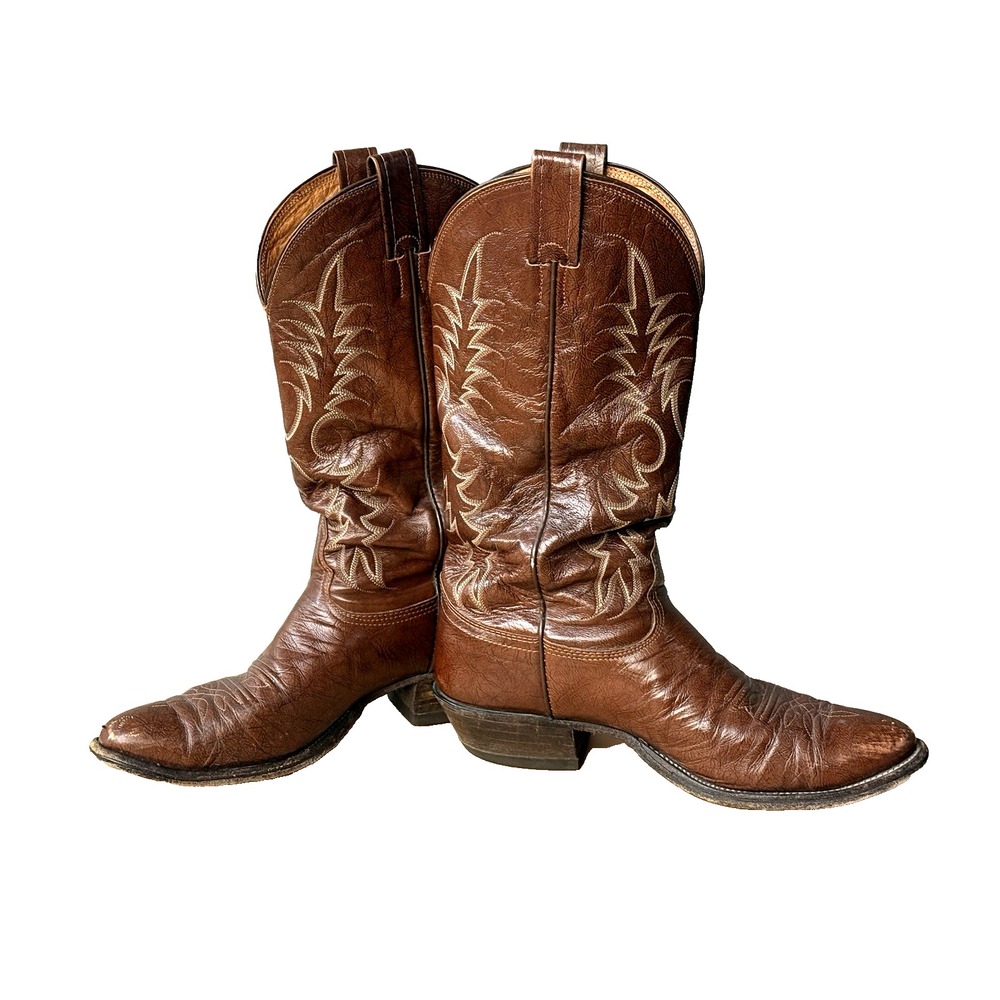 NOCONA Brown Leather Western Cowboy Boot Men's Size 8.5D Made in USA - Picture 8 of 16